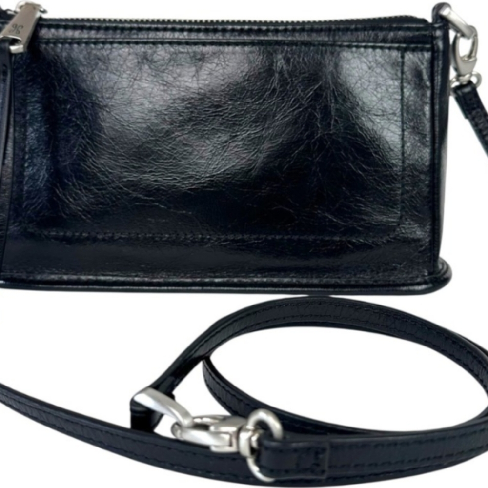 Hobo Cadence Black Leather Crossbody Clutch Convertible Minimalist Purse Bag